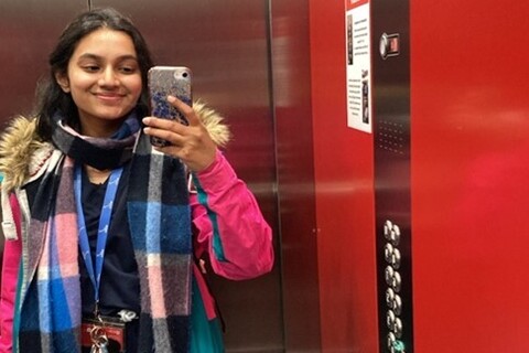 Student on their way to clinical training